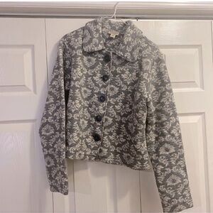 Beautiful Country Fashion By Venario Floral Gray 100% Wool Jacket